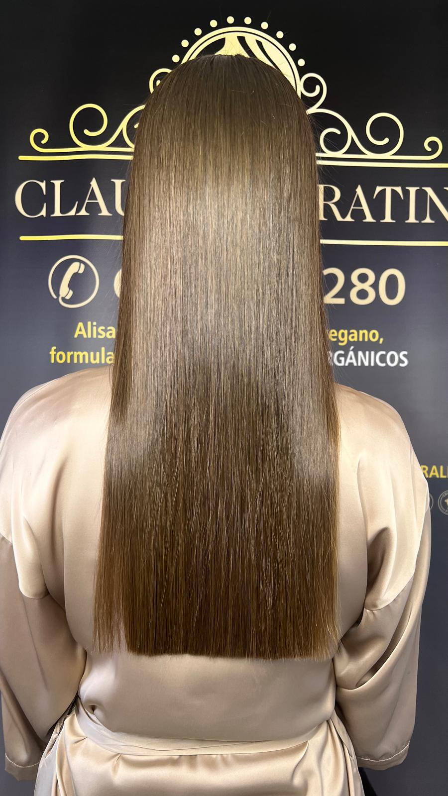 Resultado de alisado orgánico en Claudia Keratin
